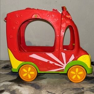 Shopkins Red and Yellow Toy Van with Orange Wheels